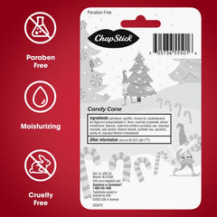 ChapStick brand logo on Candy Cane lip balm packaging.