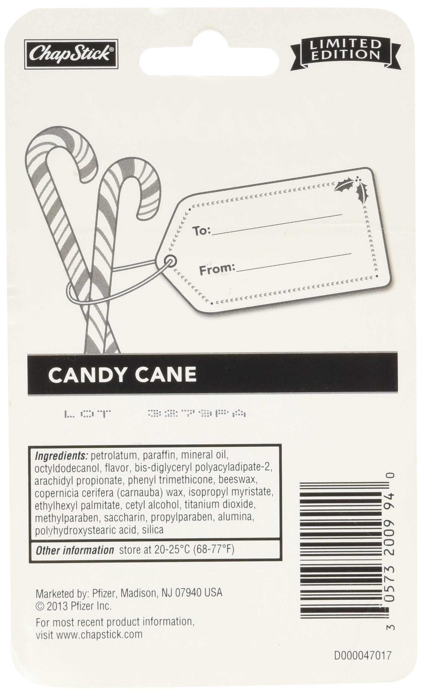 ChapStick Candy Cane back view highlighting festive packaging and savings