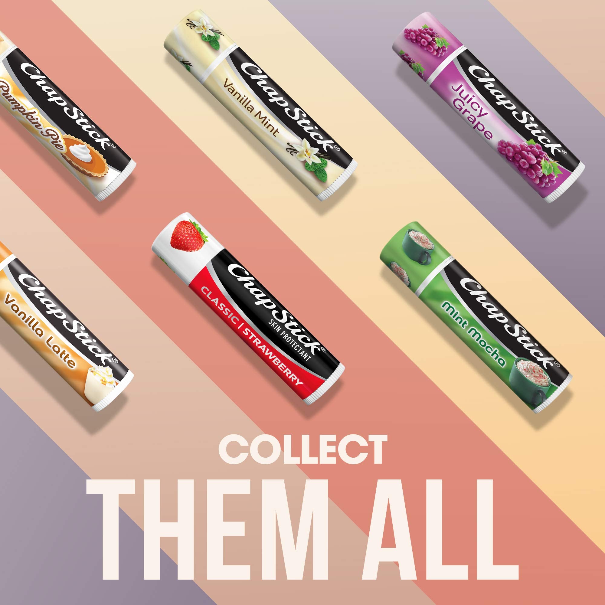 Six-pack ChapStick Classic Strawberry for easy on-the-go hydration.