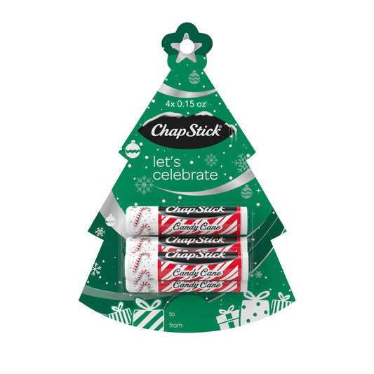 ChapStick Holiday Lets Celebrate lip balm set in Christmas tree packaging for gifting