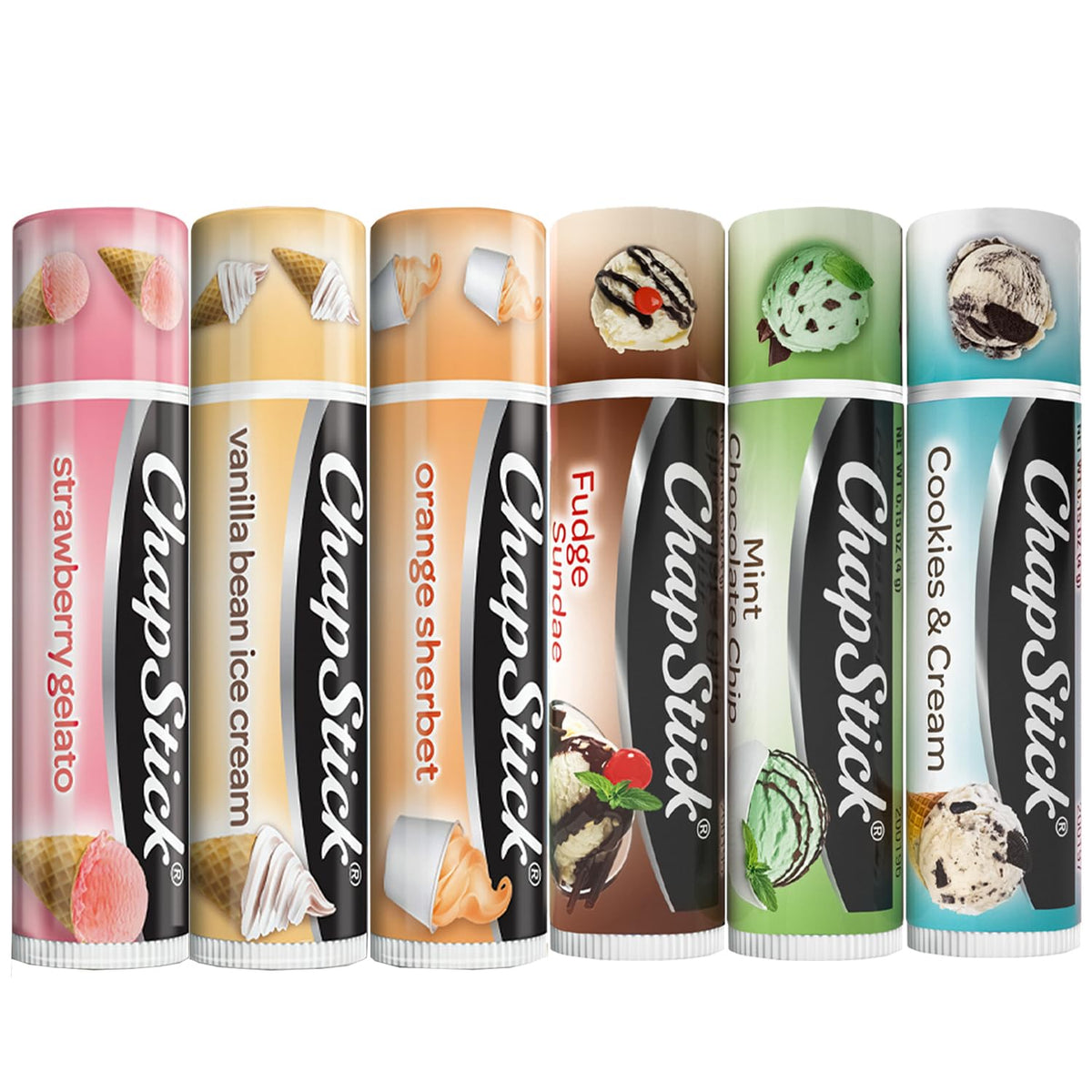 ChapStick ice-cream-collection-3pack tubes deliver quick lip hydration on the go.