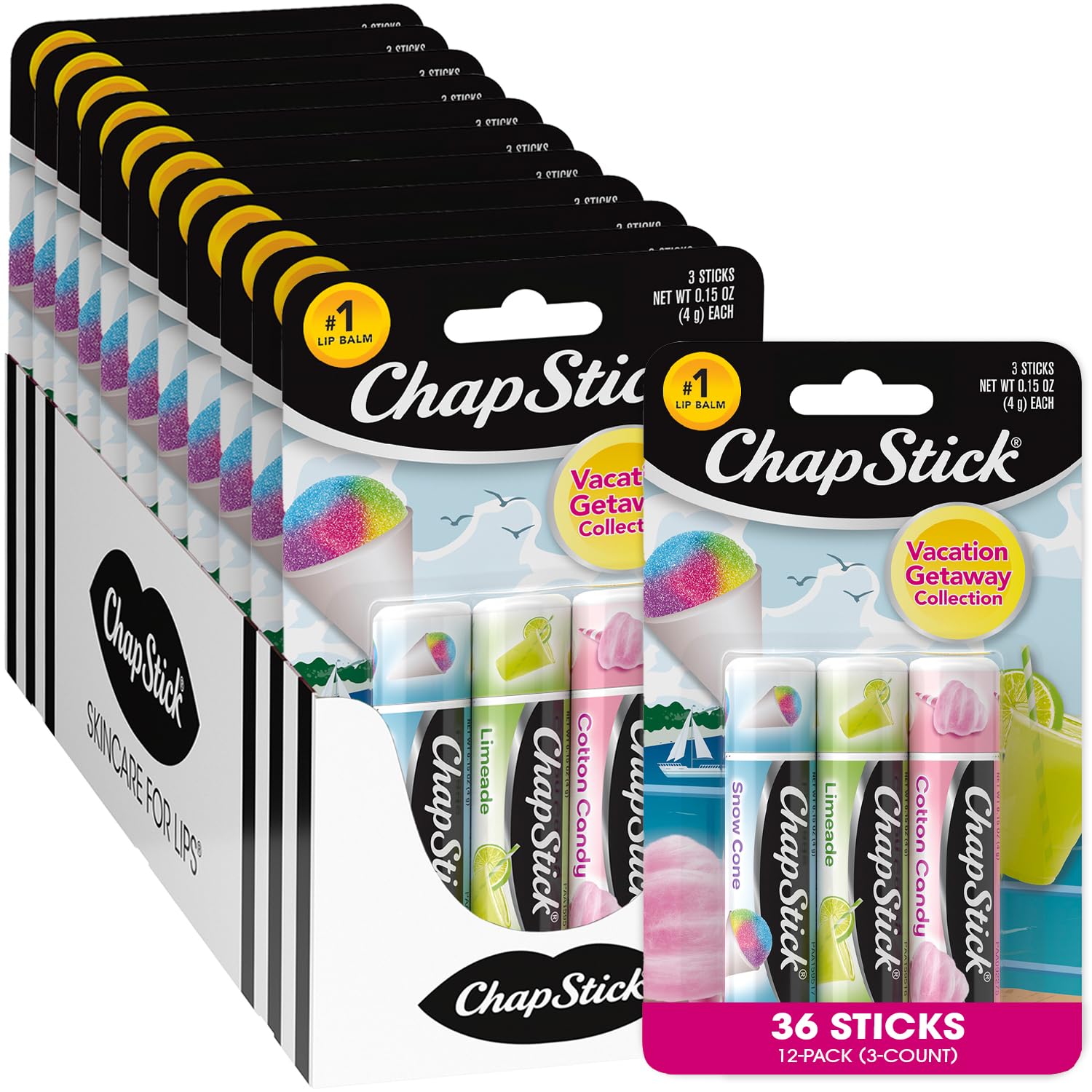 ChapStick Snow Cone pack offering refreshing flavor and daily moisturization