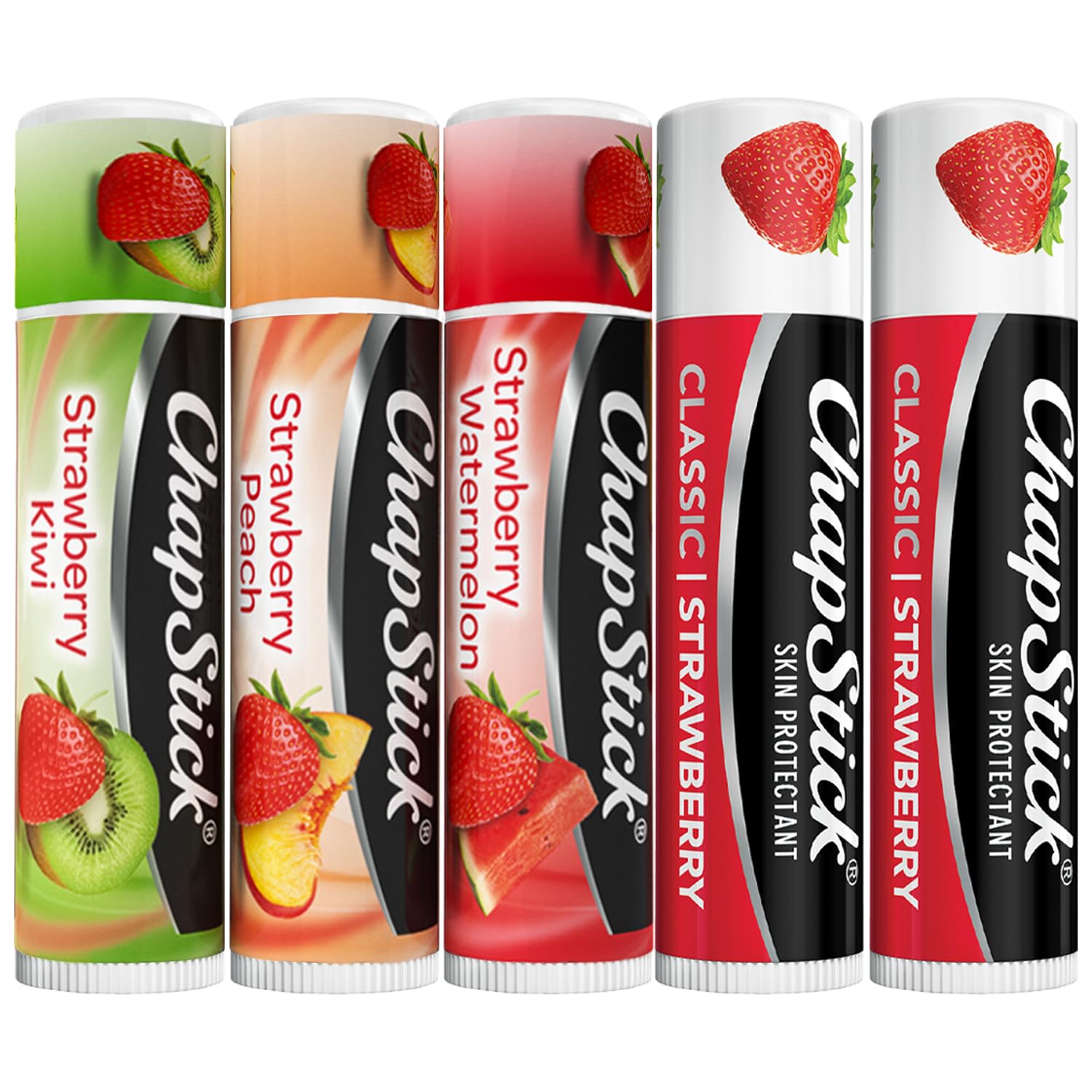 ChapStick strawberry lip balm pack front view for smooth lips