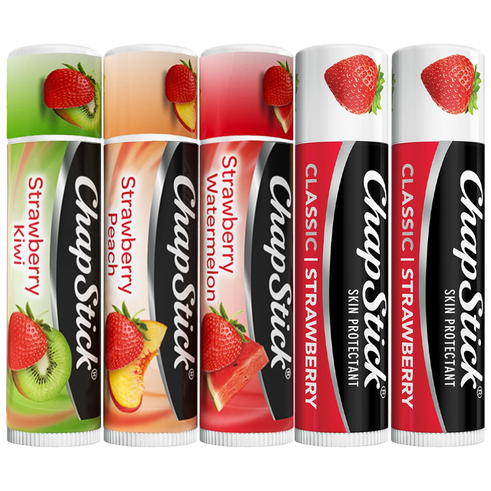ChapStick strawberry lip balm pack front view for smooth lips