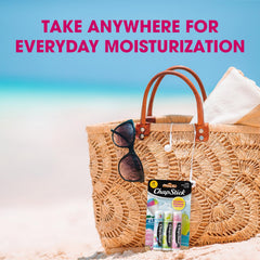 ChapStick Vacation Getaway Cotton Candy lip balm close-up shows smooth application.