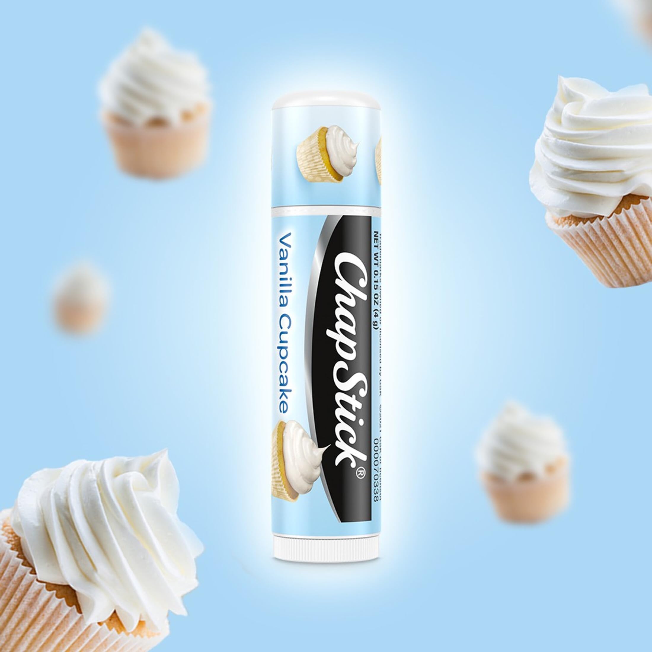 ChapStick Vanilla Mint close-up shows refreshing flavor and smooth lip feel.