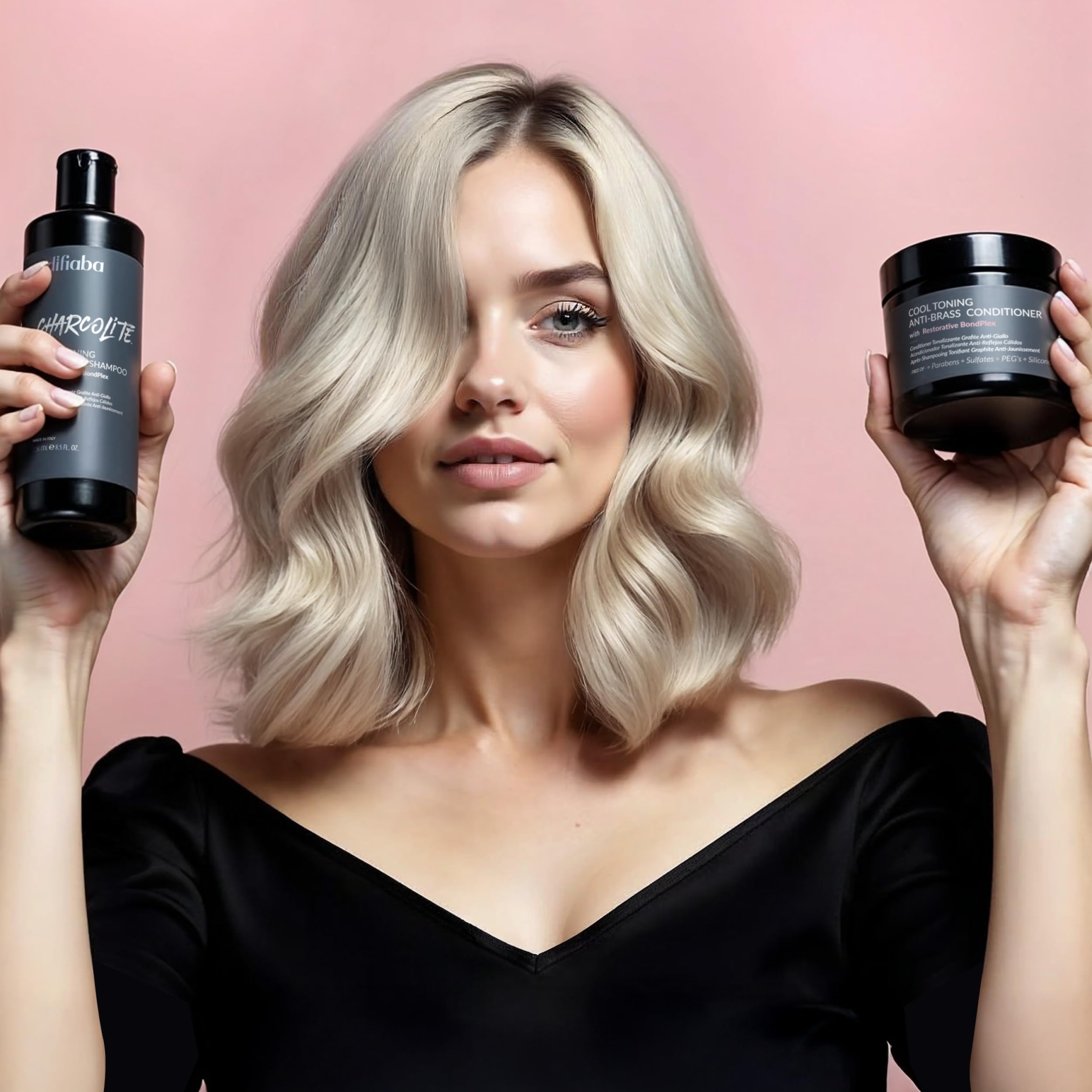 Charcolite hair close-up reveals smooth texture and even tone.