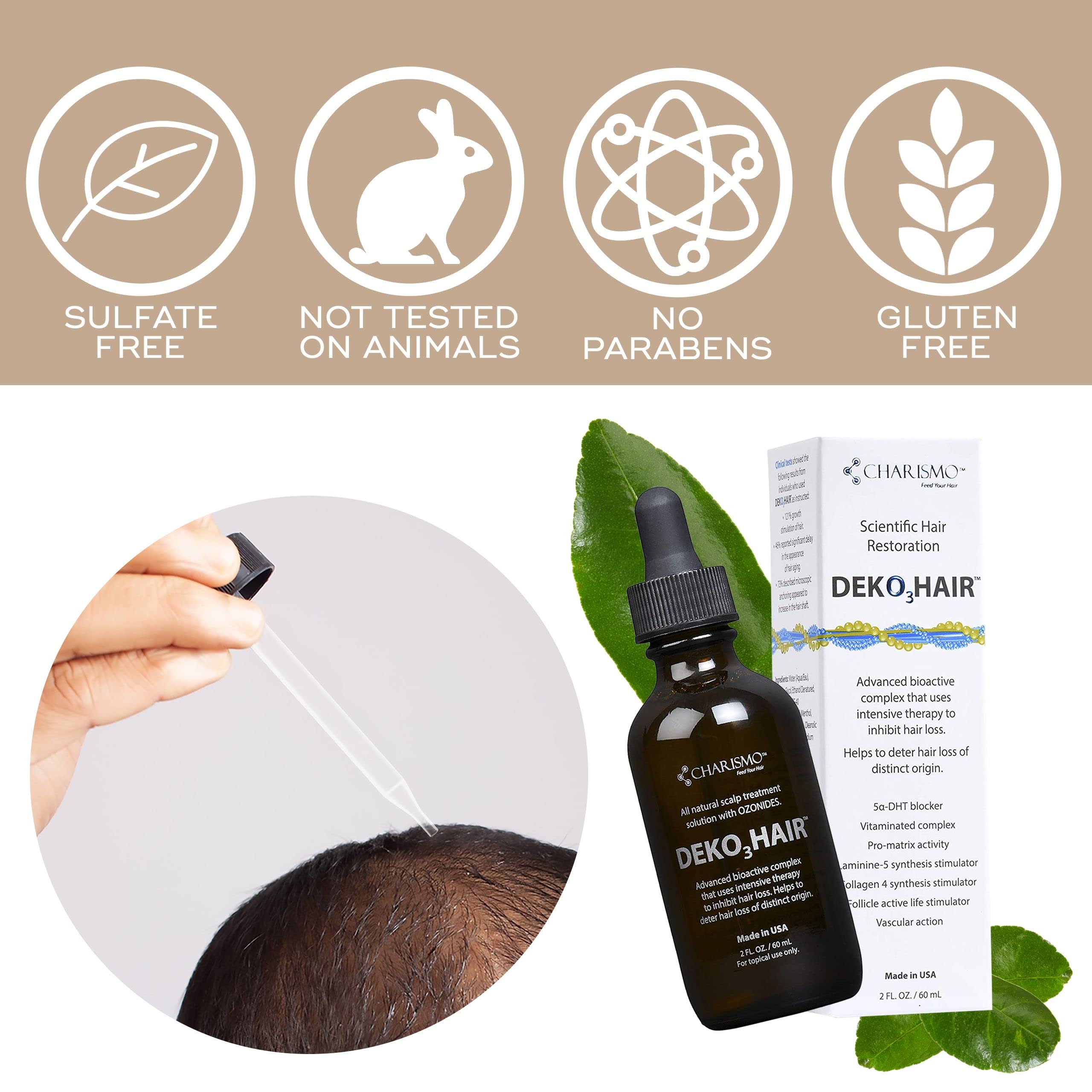 Charismo Dekohair serum lifestyle shot beside bathroom essentials for daily routine