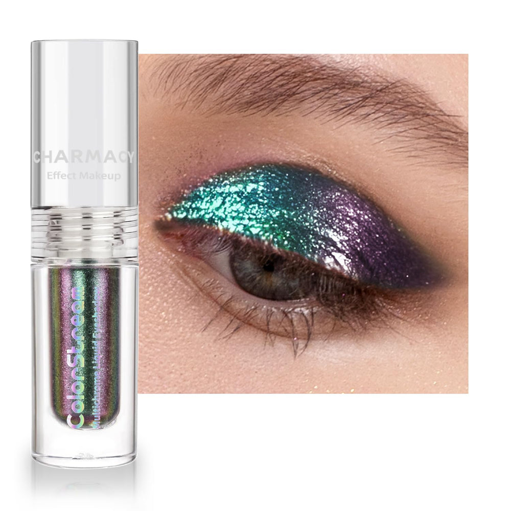CHARMACY liquid duochrome eyeshadow with applicator for precise one-swipe color application.