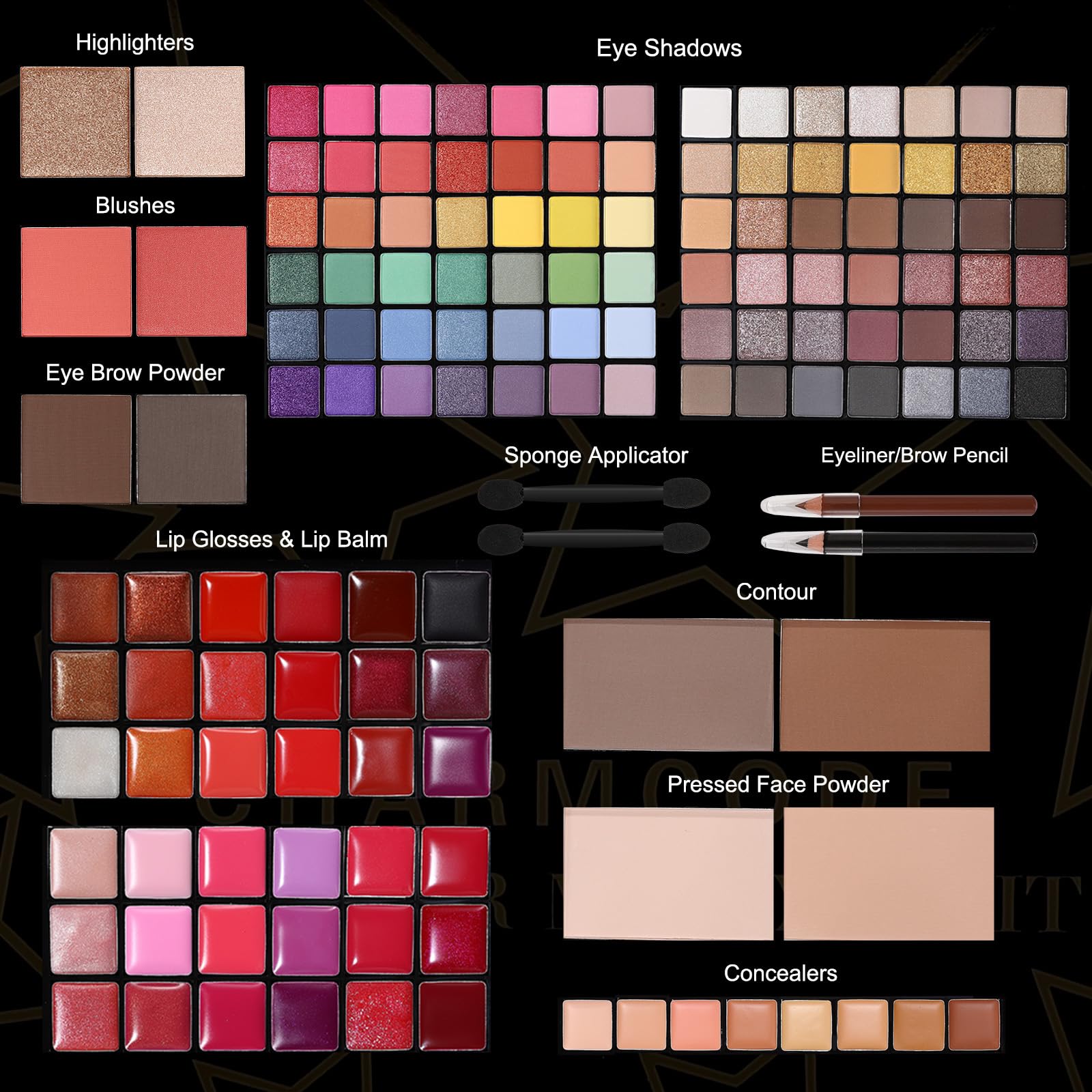 CHARMCODE eyeshadow palette 138 shades for versatile day-to-night looks.