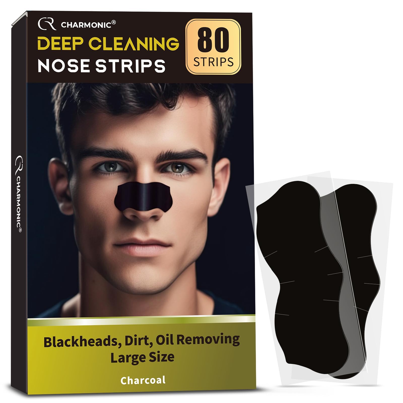 Charmonic blackhead strips packaging for easy storage and purchase.