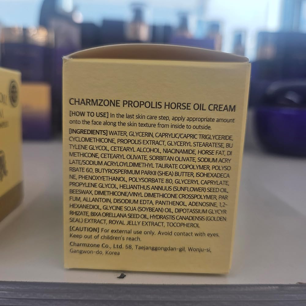 CHARMZONE Propolis Horse Oil Cream soothes dry, sensitive areas with gentle, non-greasy finish.
