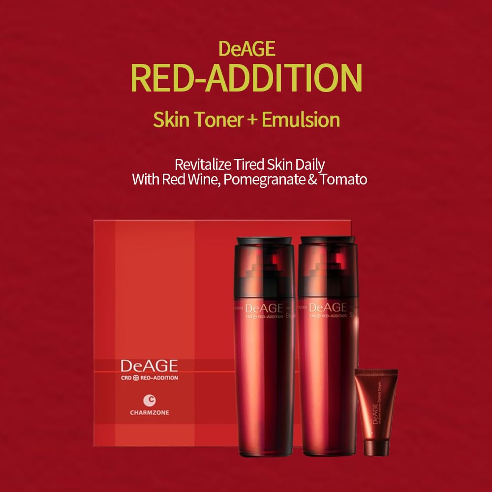 CHARMZONE Red Addition set box display featuring complete skincare trio.