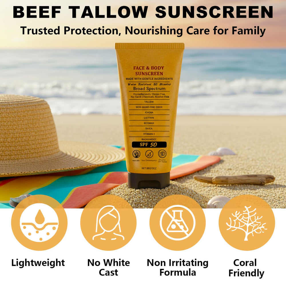Applying Charunee beef tallow sunscreen to the face for daily protection