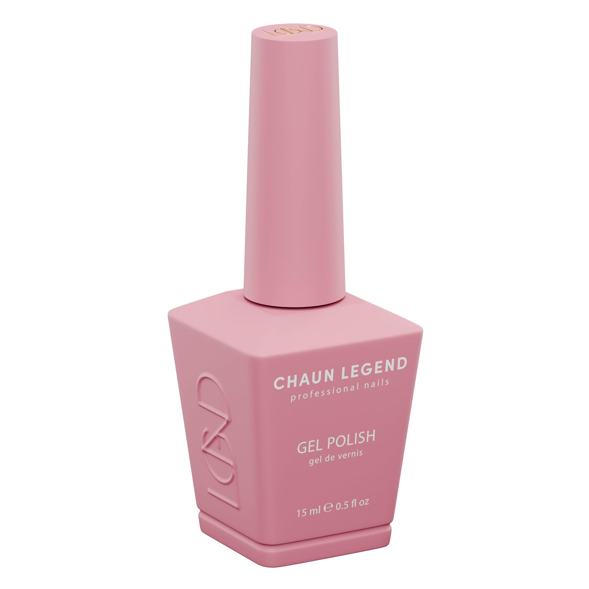 Chaun Legend Baby Doll pink nail polish bottle delivering bold color for stylish manicures.