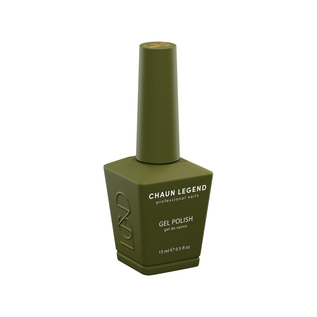 Chaun Legend LG5231 olive green gel polish swatch for a soft earthy manicure.