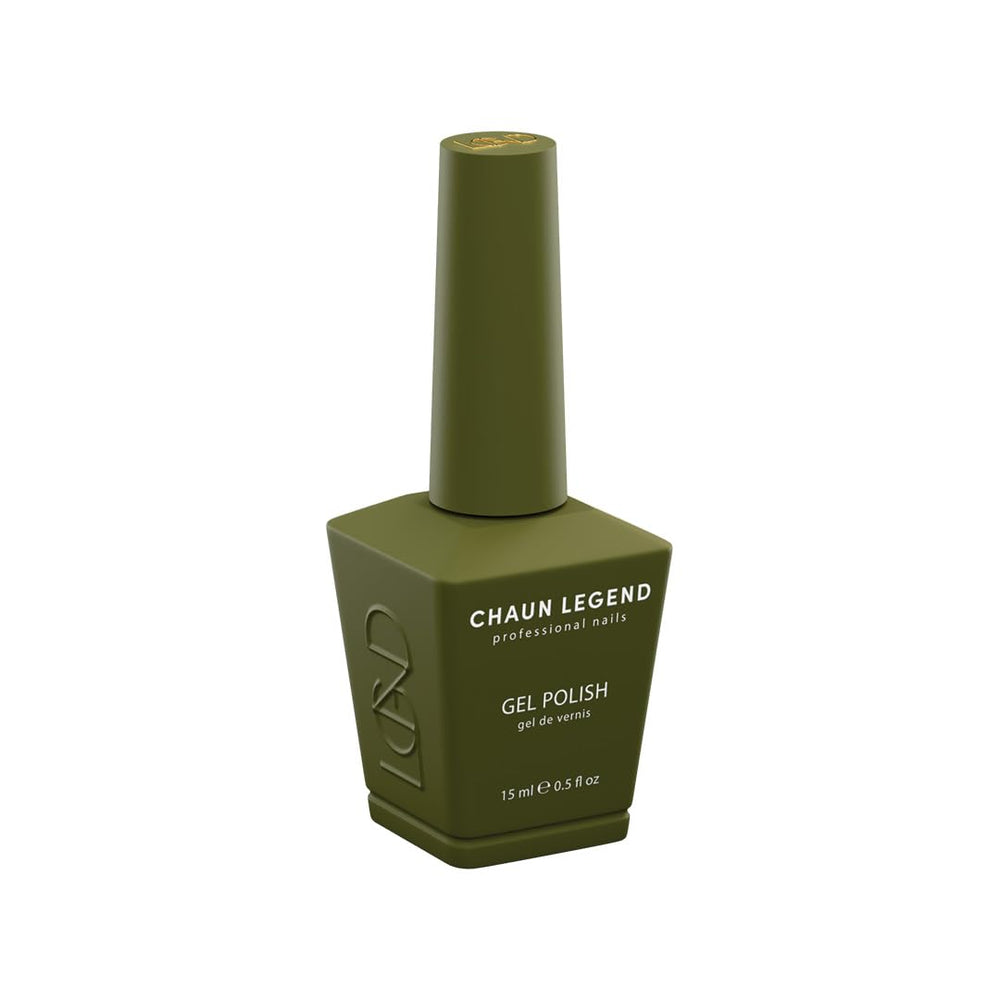 Chaun Legend LG5231 olive green gel polish swatch for a soft earthy manicure.