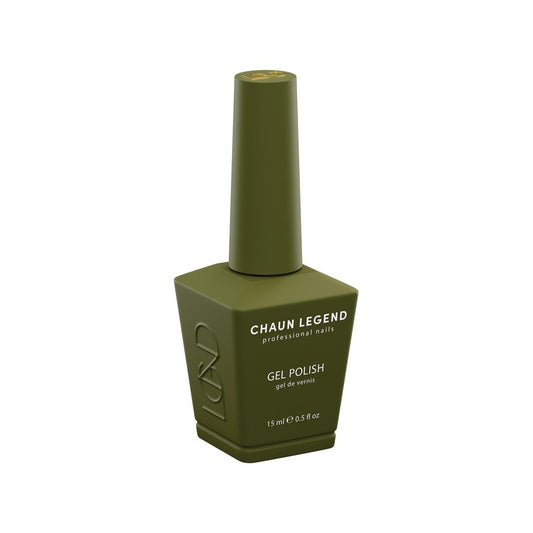 Chaun Legend LG5231 olive green gel polish swatch for a soft earthy manicure.