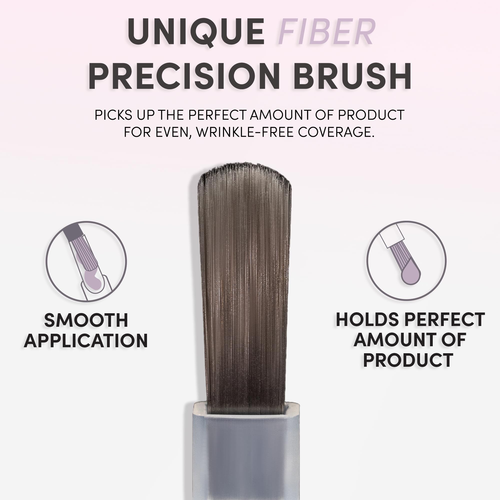 Precision brush ensures even, wrinkle-free application on nails.