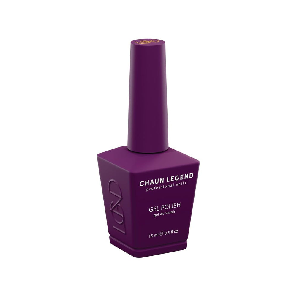 Chaun Legend Poison Plum gel polish bottle shows bold color for salon-grade nails