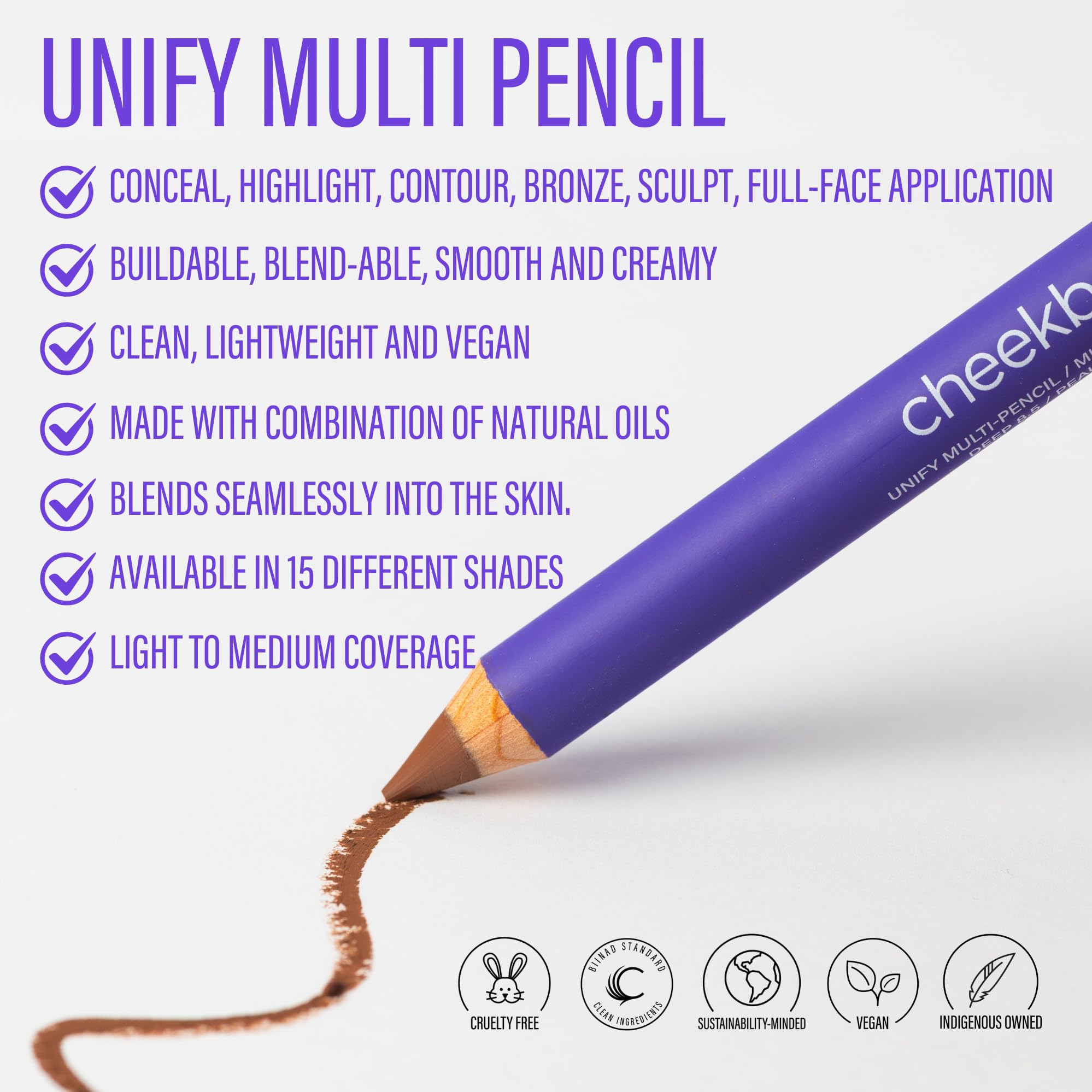 Cheekbone Unify pencil tip close-up highlights precise shaping and sculpting potential