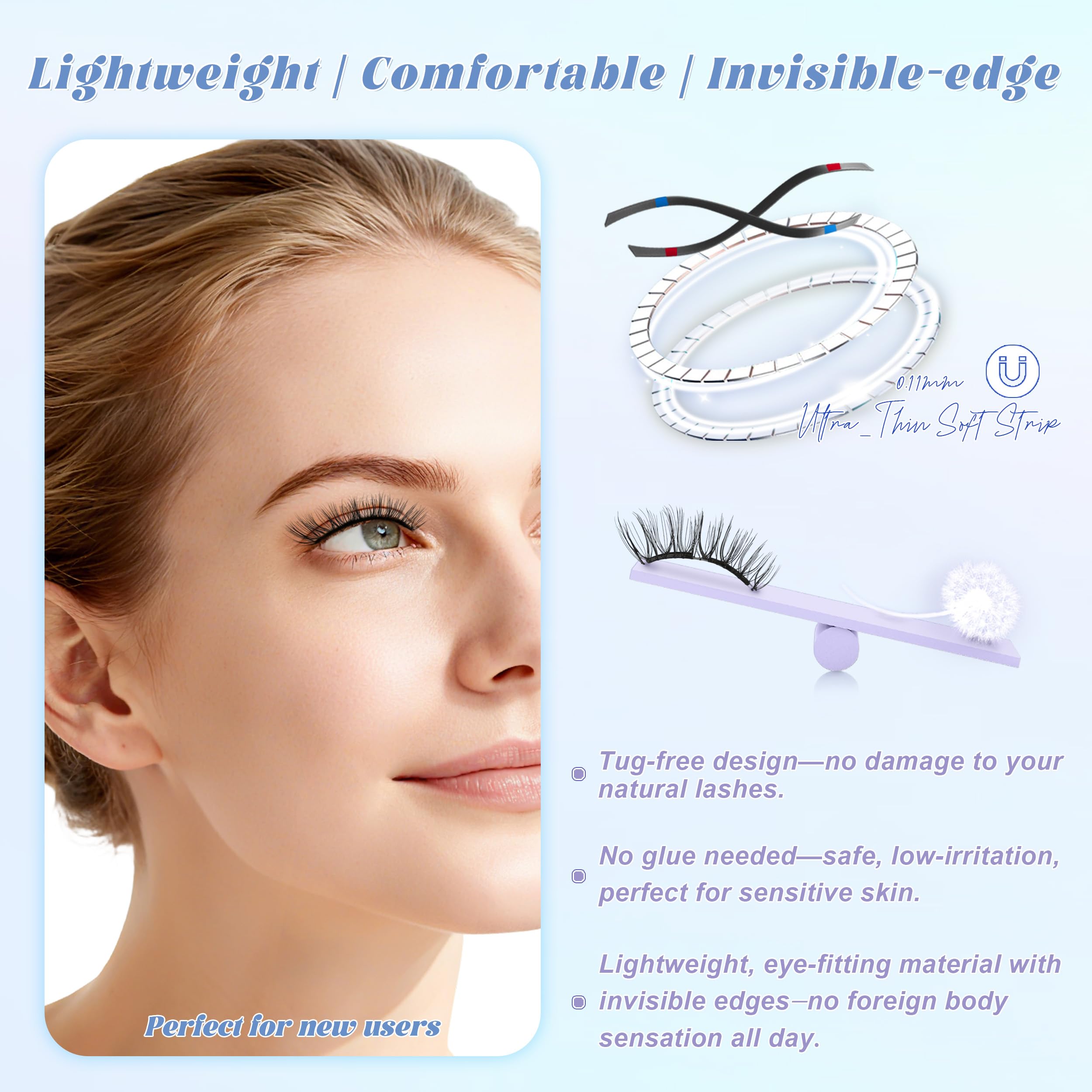 Chensplend Feathery Light Style lashes with applicator for natural lift