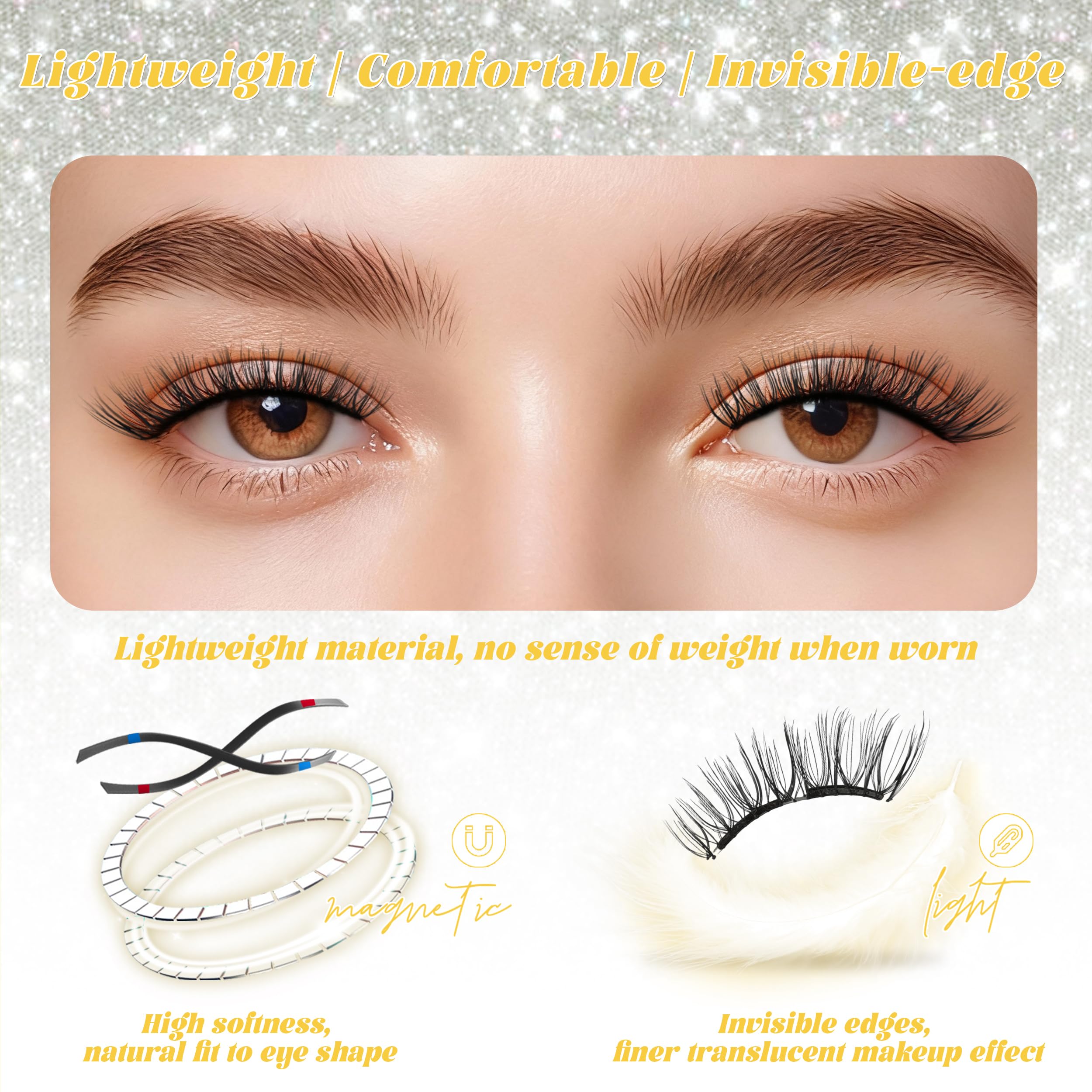 CHENSPLEND feathery soft lashes close-up show natural fullness.