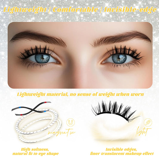 Close-up of CHENSPLEND feathery magnetic lashes for a natural look