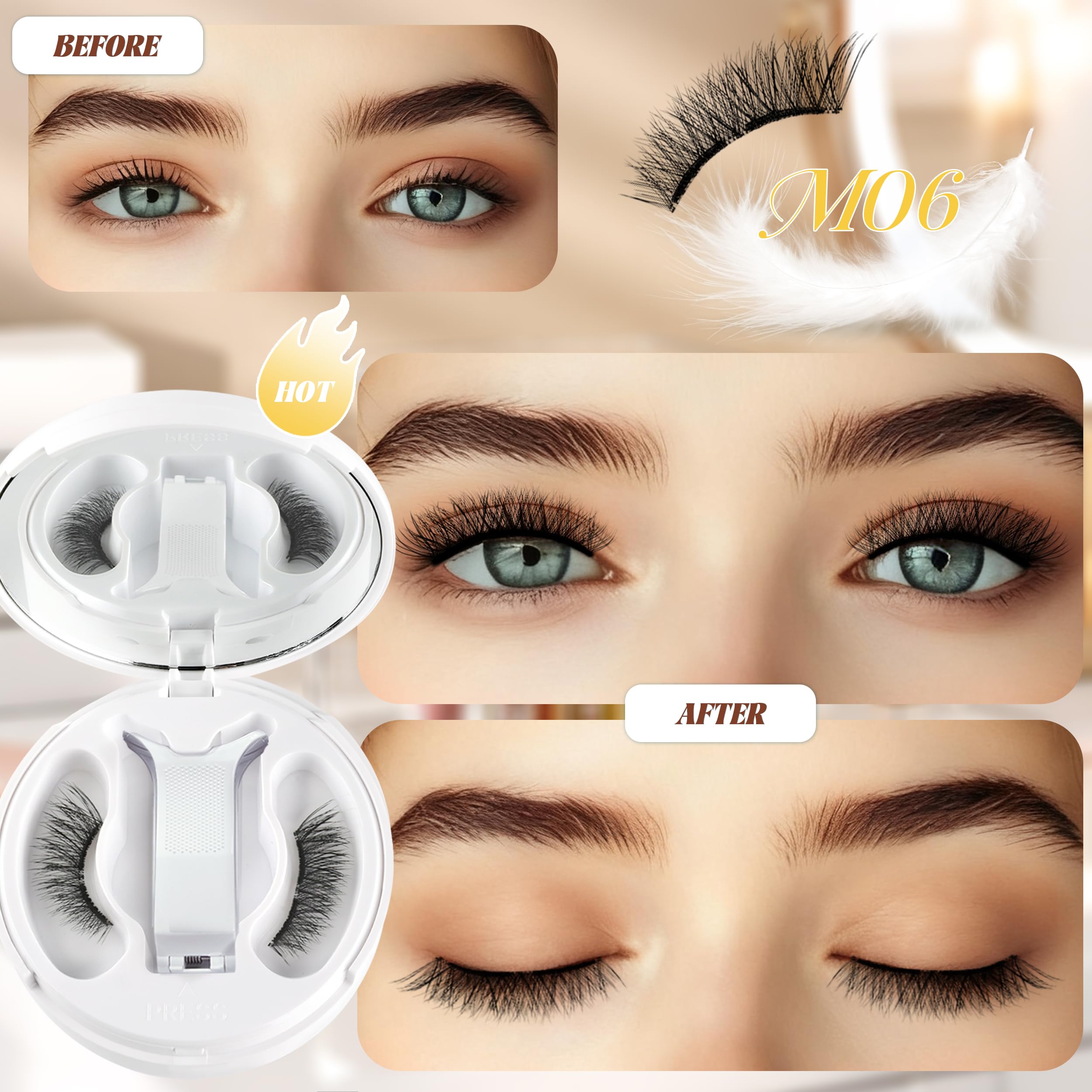 Chensplend M06 easy application without glue for quick makeup touch-ups.