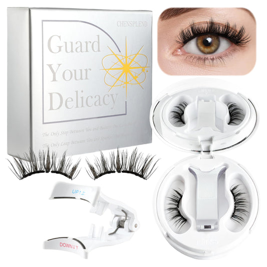 Chensplend magnetic eyelashes application demonstrates easy magnetic attachment for quick, natural-looking wear.