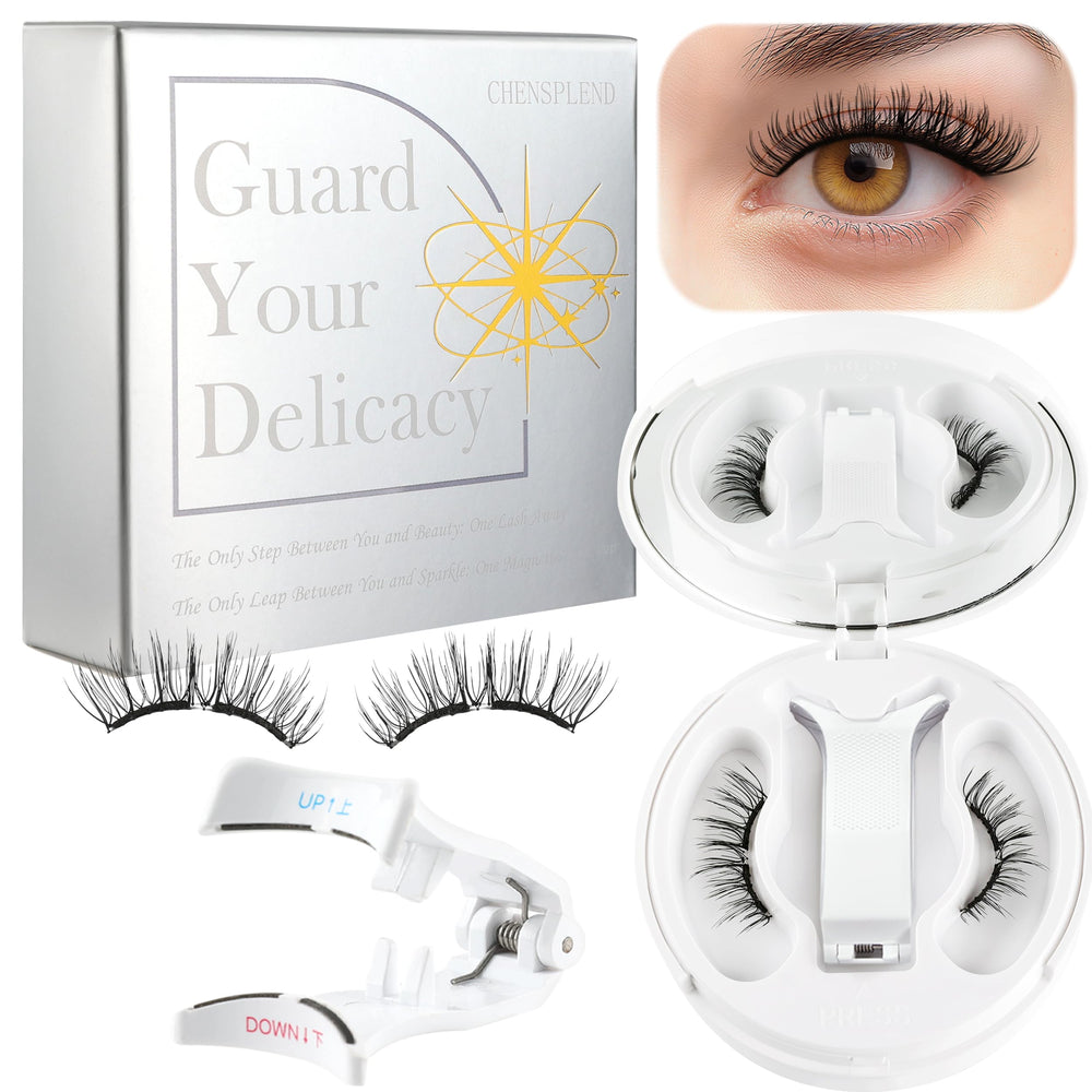 Chensplend magnetic eyelashes with applicator demonstrate glue-free application for daily wear.