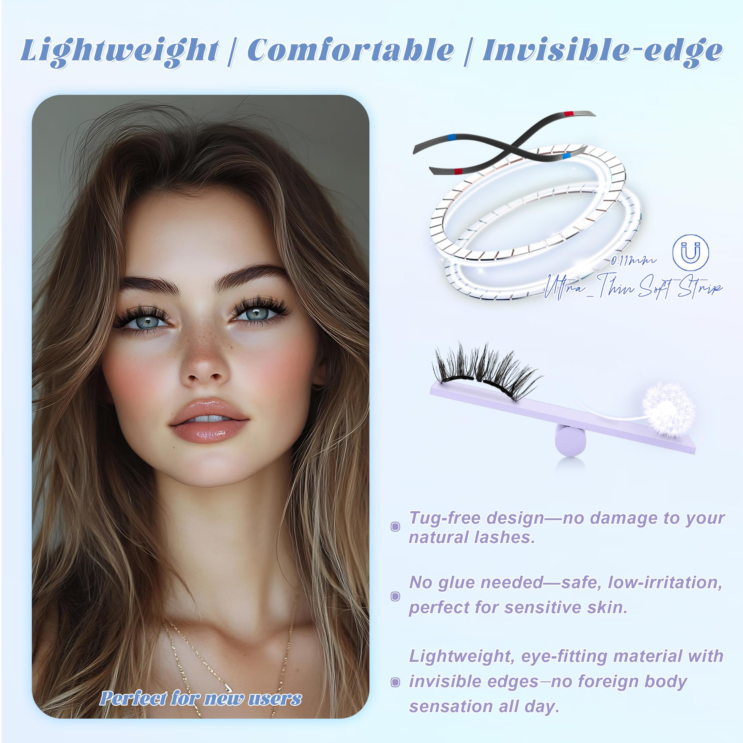 CHENSPLEND Soft magnetic lashes offer flexible, comfortable fit all day.