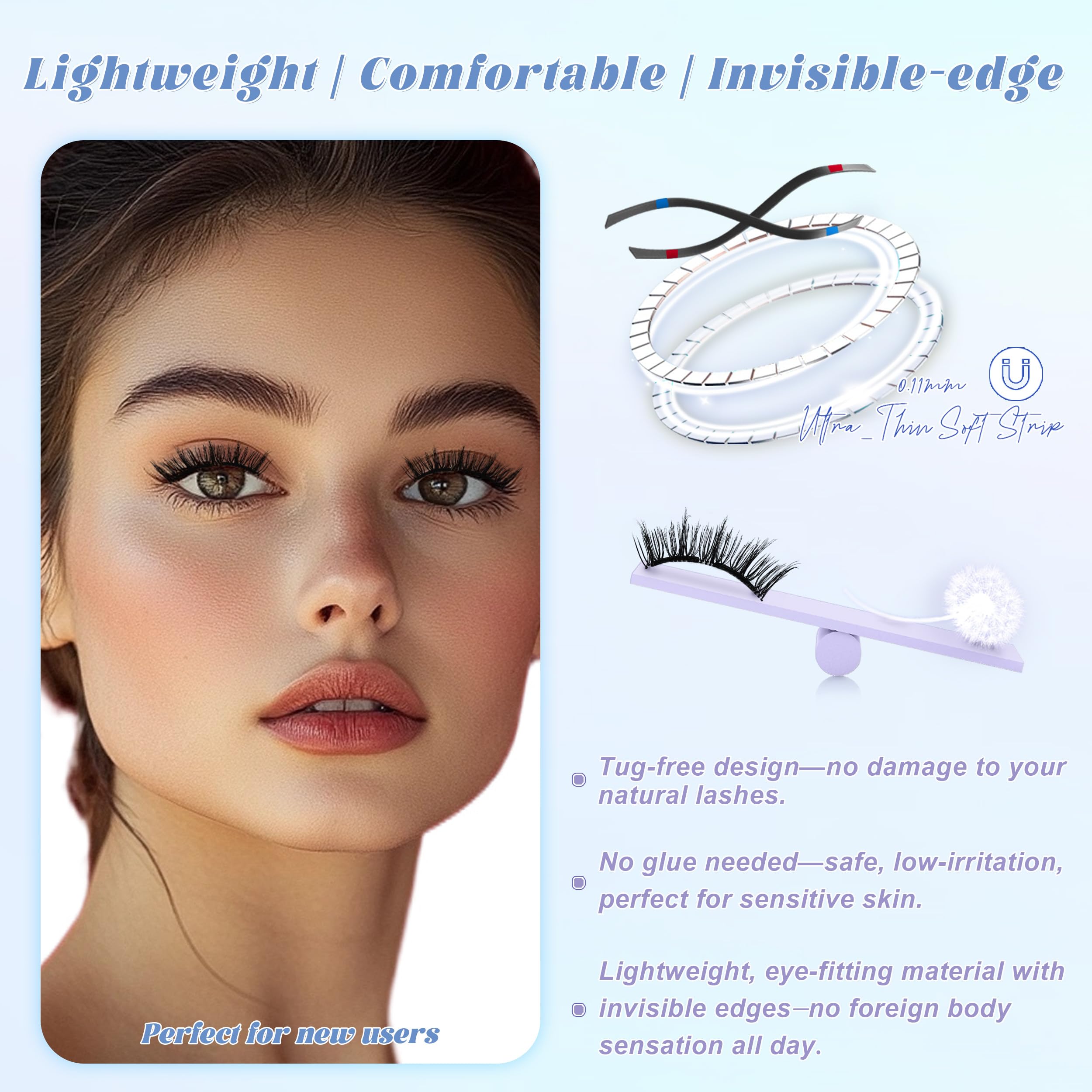Chensplend N03 magnetic eyelashes enable easy-press application for a refined look.