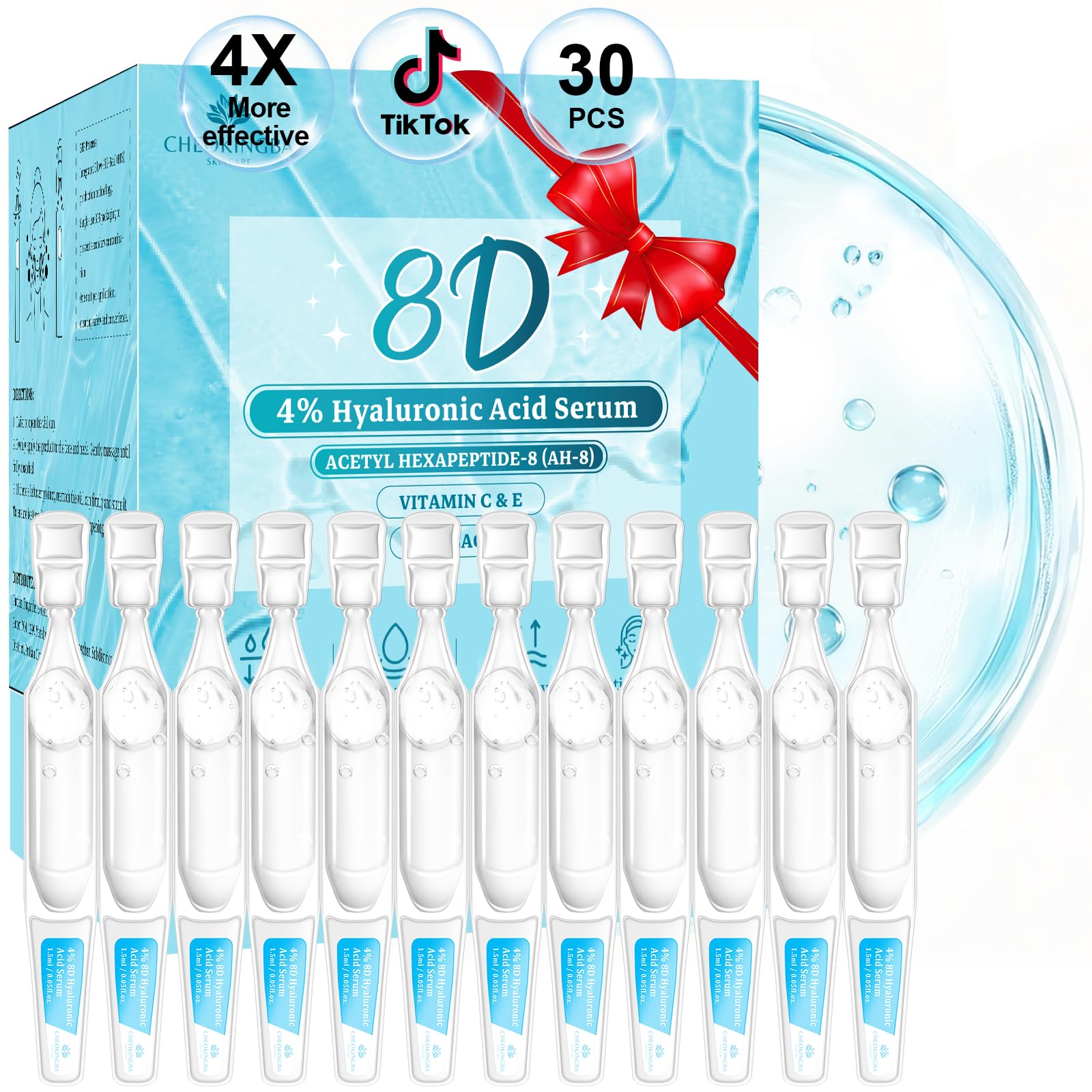 CHEOKINGBA 4% Hyaluronic Serum bottle showing multi-layer hydration for plump skin