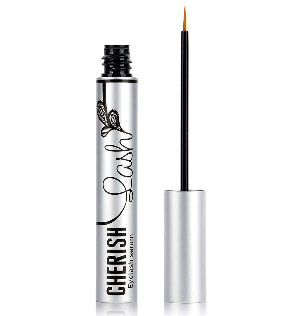 Cherish Lash serum brush applying product to clean dry lashes