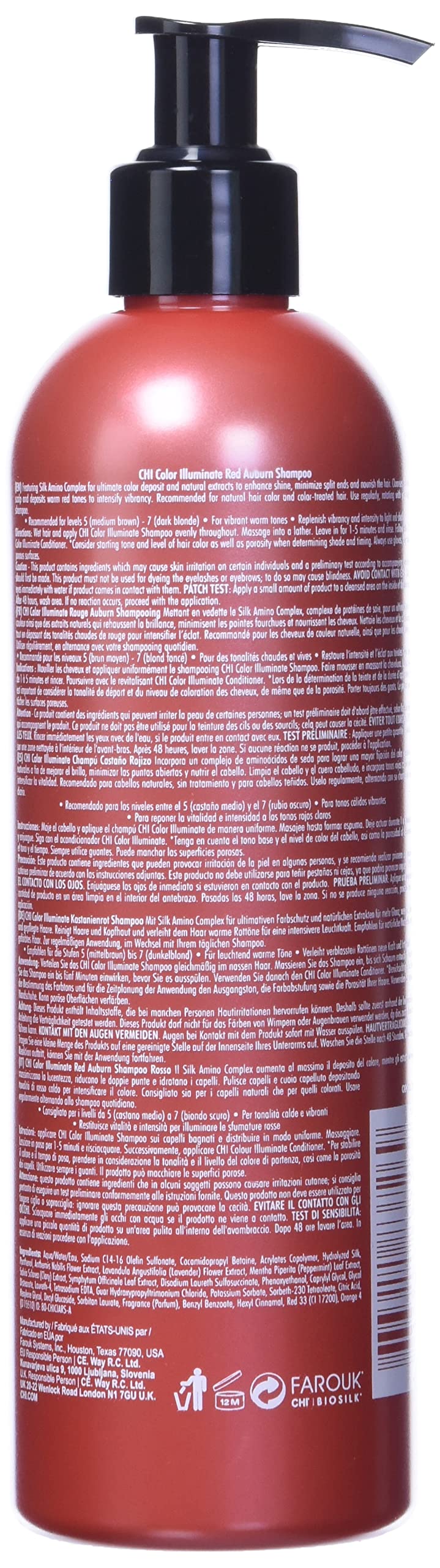 CHI Color Illuminate Shampoo 12 oz bottle, sulfate-free cleansing for color