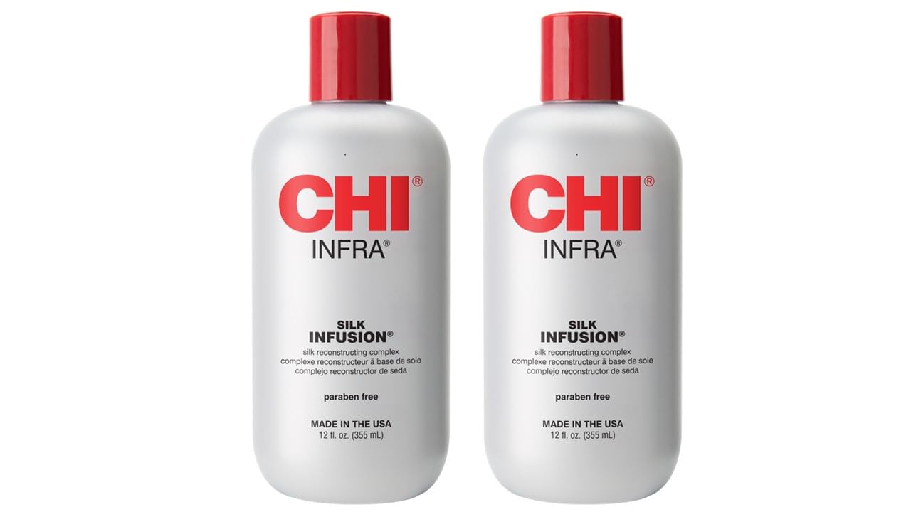 CHI Infra Silk Infusion bottle for quick leave-in use and smooth hair.
