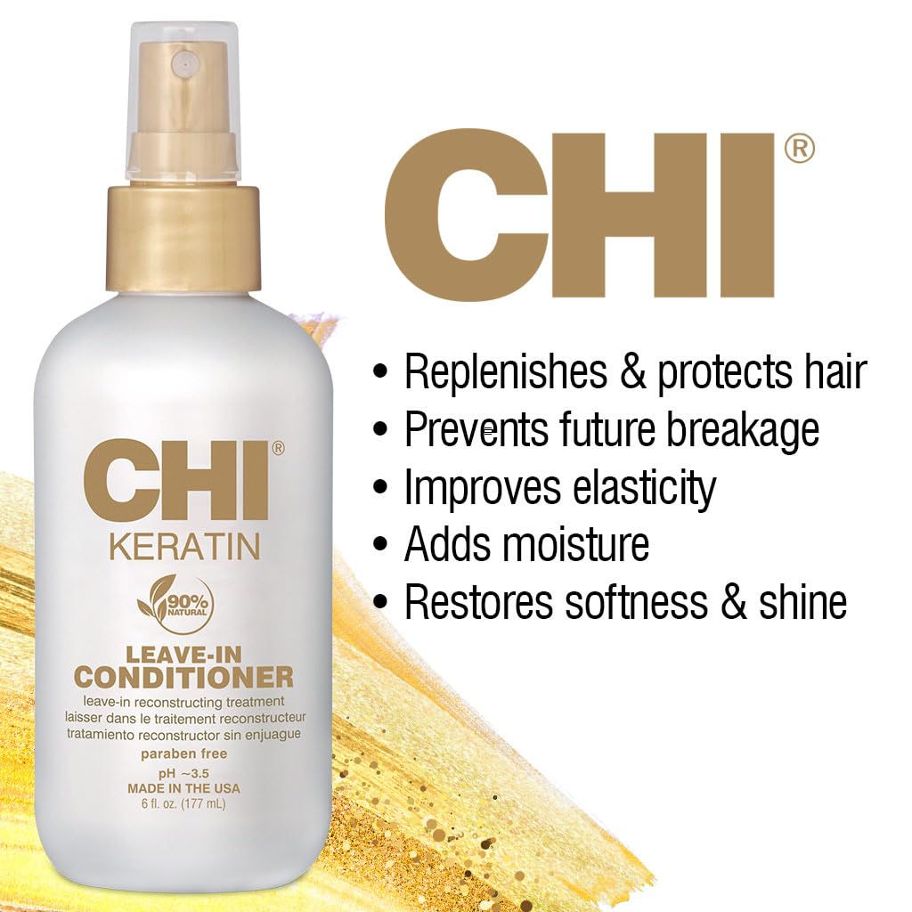 Damp hair with CHI Leave-in Conditioner being worked through