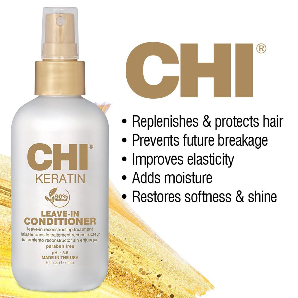 Damp hair with CHI Leave-in Conditioner being worked through