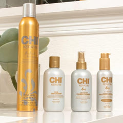 CHI Keratin Leave-in Conditioner bottle side view for easy styling