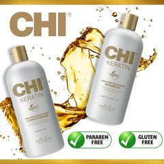 CHI Keratin Line bottle showcases heat protection for styling.