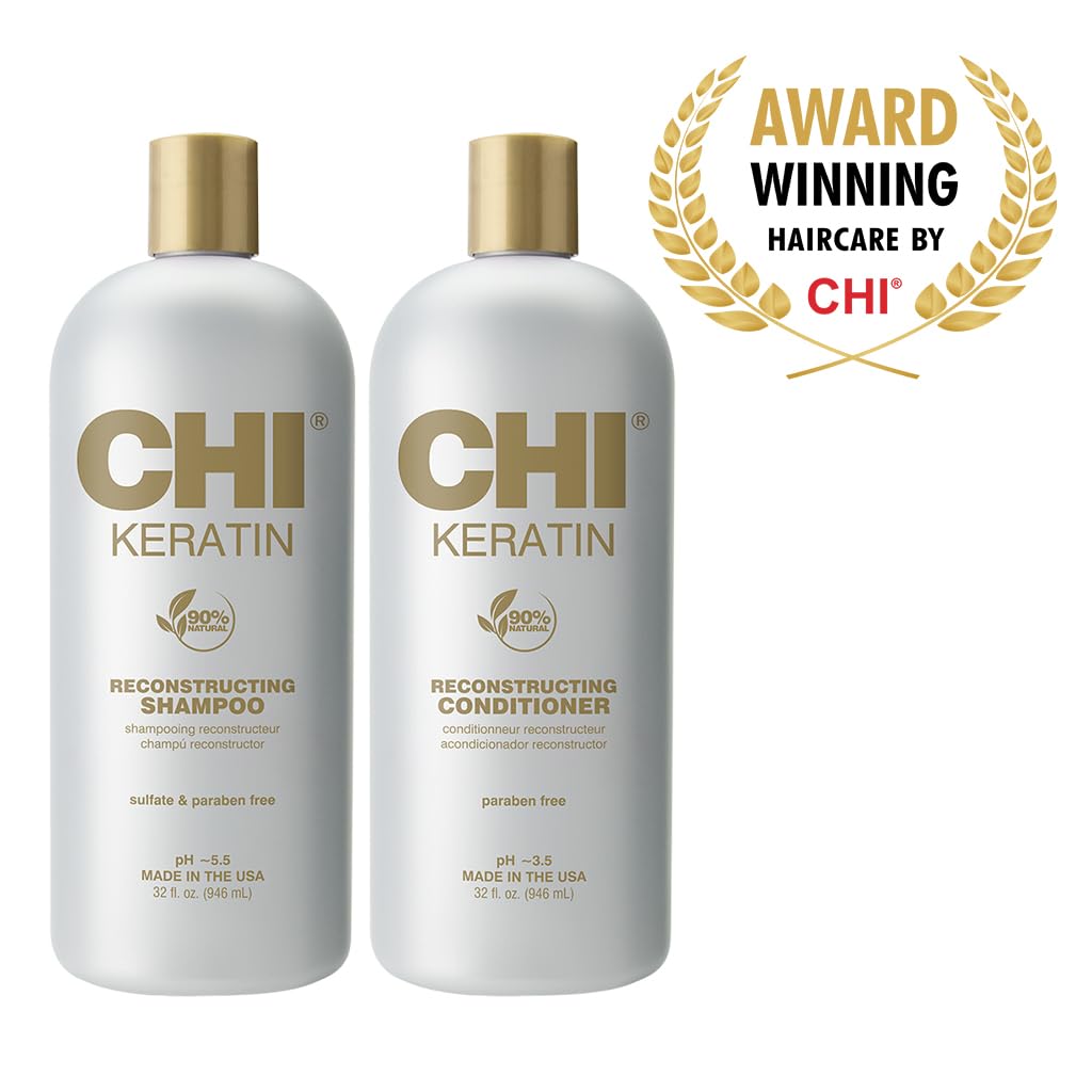 32 oz CHI Moisturize It Duo bottle set ready for routine.