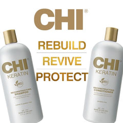 CHI Moisturize It Duo conditioner bottle demonstrates smoothing and strengthening.