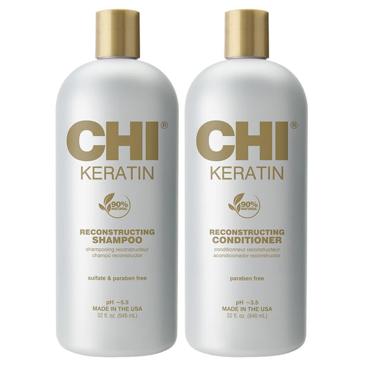 CHI Moisturize It Duo shampoo bottle highlighting deep hydration for damaged hair.