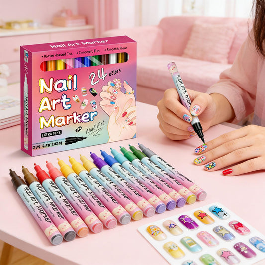 CHIAFEYI Nail Art Pens fine tips enable precise line work.