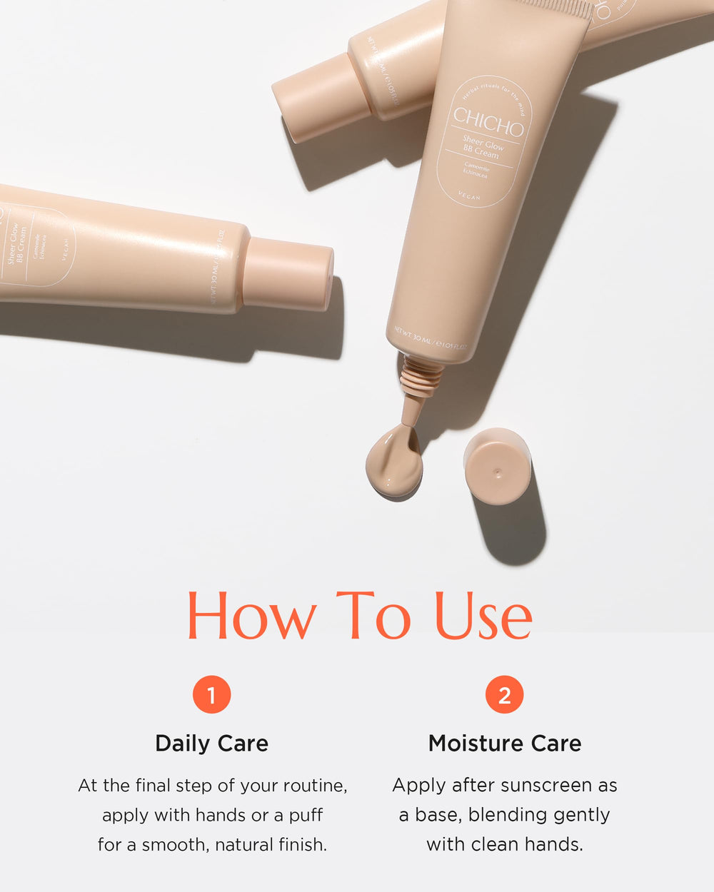 CHICHO Sheer Glow BB Cream on skin shows even tone and subtle glow