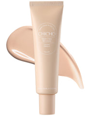CHICHO Sheer Glow BB Cream tube close-up showing soothing coverage for sensitive skin