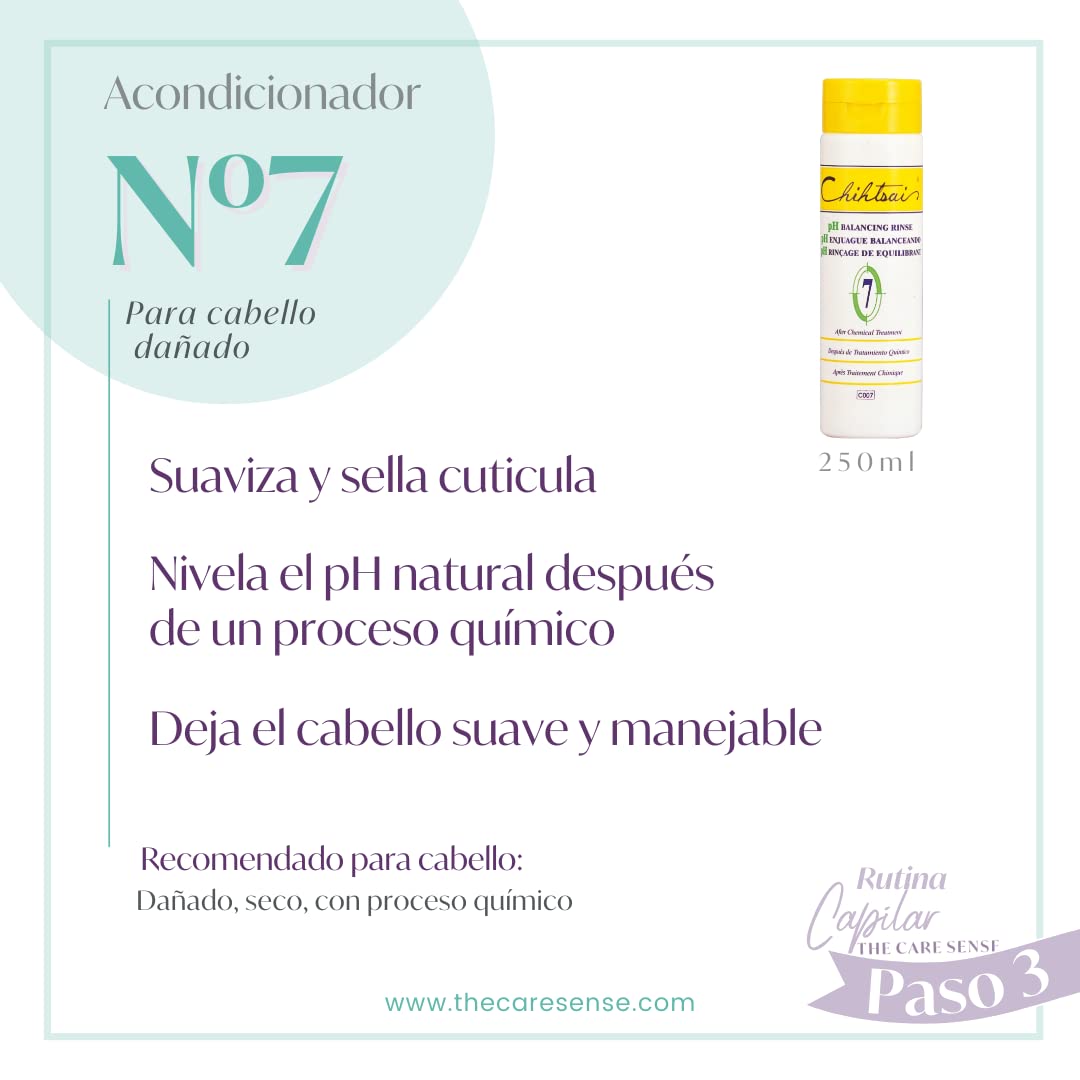 Chihtsai Ph Balancing Rinse No.7 packaging close-up highlights cuticle sealing