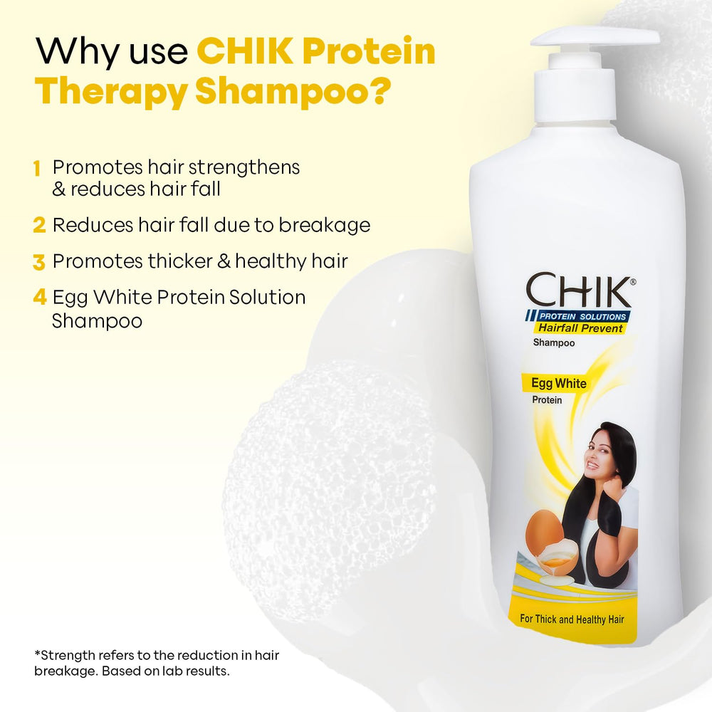 CHIK Egg White Protein detail emphasizes nourishing strands