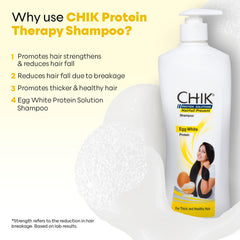CHIK Egg White Protein detail emphasizes nourishing strands